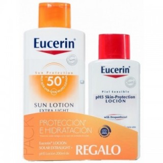EUCERIN SUN PROTECTION 50+ LOTION EXTRA LIGHT PIEL SENSIBLE 1 ENVASE 400 ML