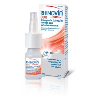 RHINOVIN DUO 0,5 mg/ml + 0,6 mg/ml SOLUCION PARA PULVERIZACION NASAL 1 FRASCO 10 ml