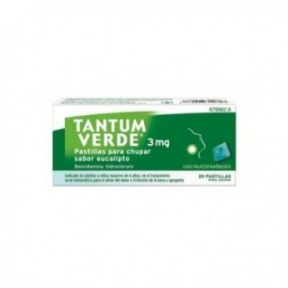 TANTUM VERDE 3 mg 20 PASTILLAS PARA CHUPAR (SABOR EUCALIPTO)